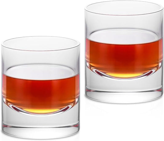 KAMMAK Whiskey Glasses Set of 2, 10.14 oz Old Fashioned Tumbler,Lead-Free Thick Base Crystal Glass with Delicate Rim & Seamless Design for Scotch, Bourbon, Cocktails
