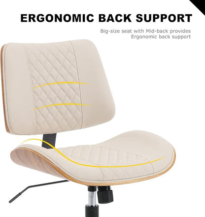 BV Home Office Chair No Arms with Wheels, Armless Small Desk Chair,Task Computer Office Desk Chair for Casual Office Small Space,Study Room,Reading Room(Beige)