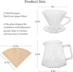 Load image into Gallery viewer, 21oz Pour Over Coffee Maker Set, V60 Glass Coffee Dripper, Octagonal Shape Coffee Pot with 40Pcs Filter Paper Gift Set