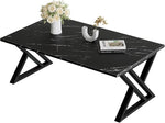 Load image into Gallery viewer, Coffee Table Living Room Table Black Center Table, Simple Modern Faux Marble Rectangular Tea Table with Sturdy Black-Finished Metal Frame,Industrial Wooden Coffee Table for Bedroom Home Office