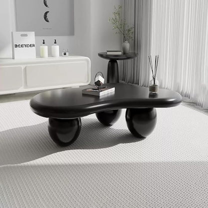 Cloud Coffee Table Modern Irregular Coffee Table Asymmetrical Unique Coffee Tables with 3 Bases for Living Room Farmhouse (D, 39")