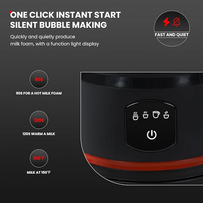 4 in 1 Electric Milk Frother, Steamer with Warming function, Automatic Hot and Cold Milk Frother, Coffee Frother, Latte, Hot Chocolate, Macchiato, Cappuccino (Black)