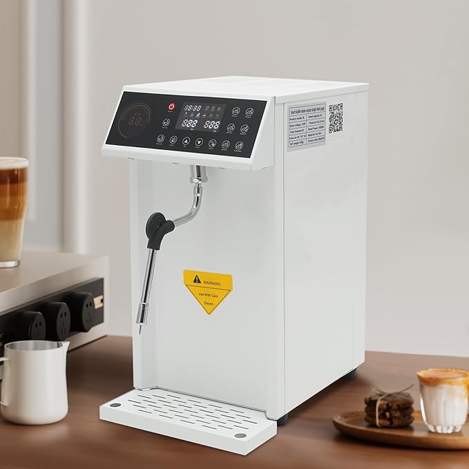 Commercial Milk Frother, 8L Automatic Milk Foam Machine Electric Steam Milk Frothing Machine Coffee Milk Foam Machine Steamer with LED Display for Tea Coffee Shop