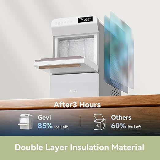 Gevi Nugget Ice Maker Countertop 40lbs/24H, Pebble Ice Machine with Programmable Timer,Self-CleaningChewable Pellet Ice for Home, Kitchen,Office,Gift