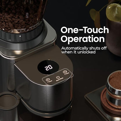 Electric Burr Coffee Been Grinder with Adjustable 24 Precise Grind Settings, 40s Digital Timer for French Press, Espresso, and Drip Pour Over, Home Use, Black