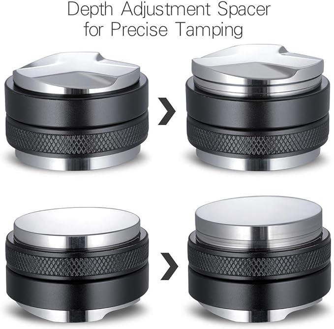 53mm Coffee Distributor and Tamper, Dual Head Coffee Leveler Compatible with Breville 54mm Portafilter, Adjustable Depth- Professional Espresso Hand Tampers