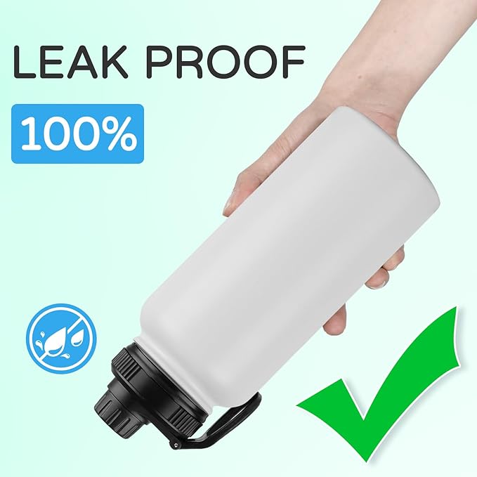 DOMICARE 32 oz Insulated Water Bottle Bulk, Vacuum Insulated Stainless Steel Sports Water Bottle with Straw Lid & Spout Lid, Leakproof, Reusable - Travel, Camping, Bike, White (4 Pack)