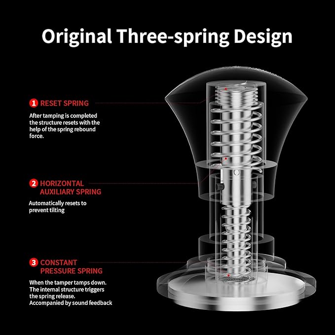 MHW-3BOMBER 58.35mm Espresso Tamper - 30lbs Coffee Tamper with Sound Feedback for Barista, Walnut Tamper Tool Espresso Hand Tamper with 3 Spring Loaded Fits 58mm Portafilter, Thread Base, T5164T-OS