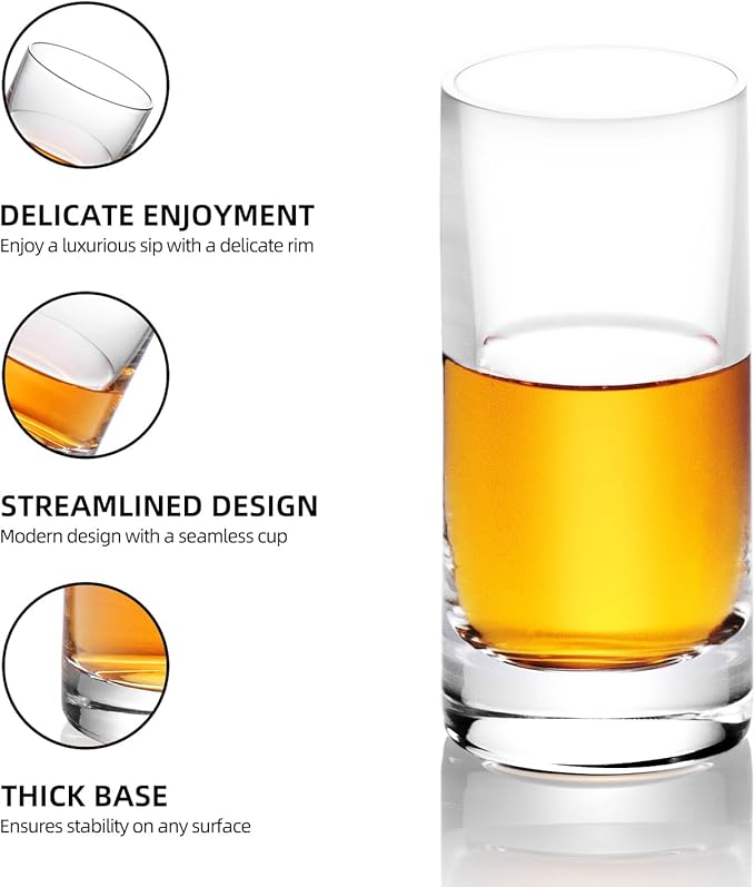 KAMMAK Shot Glasses Set of 2, 40ml/1.35oz Clear Espresso Shot Glass with Heavy Base for Bar Restaurants Home, Small Whiskey Shot Glass for Vodka, Whiskey, Tequila, Spirits & Liquors