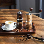 Load image into Gallery viewer, Premium Manual Burr Coffee Grinder - Made with real Beechwood; Hand Coffee Grinder with Stainless Steel Burr Mill; Extra-Fine to Coarse Coffee &amp; Espresso Burr Grinder (Dark Brown)