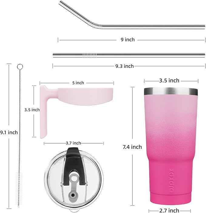 BJPKPK Tumbler With Handle 20 oz Tumbler With Lid And Straw Reusable Stainless Steel Travel Mug Insulated Coffee Cups,Cherry Blossom