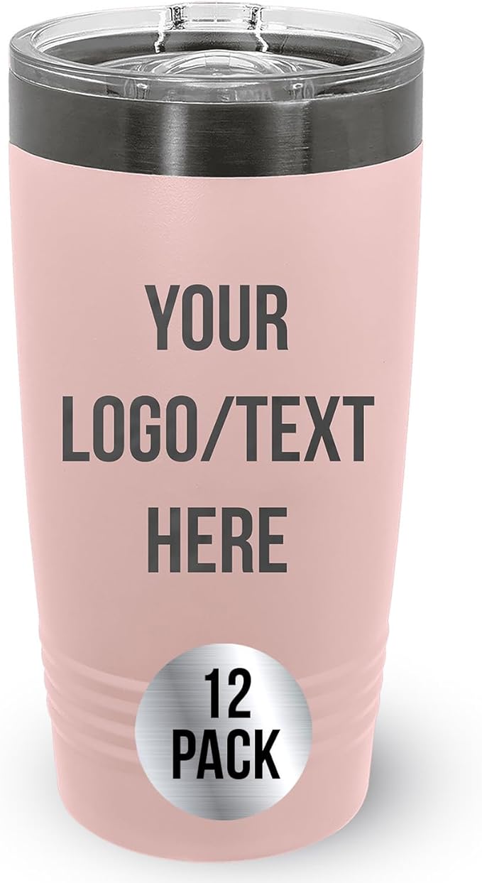 Stainless Steel Tumbler Personalized-Custom Engraved (Blush-Pink, 12 Count (Pack of One))