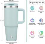 Load image into Gallery viewer, 30 oz Tumbler with Handle and 2 Straws,2 in 1 Lid Insulated Water Bottle Stainless Steel Travel Coffee Mug,Blue Haze