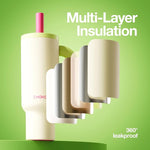 Load image into Gallery viewer, BaWang Insulated Stainless Steel Tumbler | Tumbler with Handle and Straw 33oz | Cup Holder Friendly for Travel | Leakproof Water Bottle | BPA-Free | Cerratic liner| green