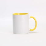 Load image into Gallery viewer, 11oz White Ceramic Sublimation Coffee Mug With Solid Colors Inside and Handle， Mixed 6 Colors of Black, Red, Blue, Yellow, Green and Pink, Case of 6