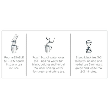 Tea Forte Single Steeps Loose Leaf Herbal Retreat Premium Tea Sampler 15 Count 3 of Each Assorted Blends, Pre-Portioned Single Serve Pouches, Steeps 12 oz