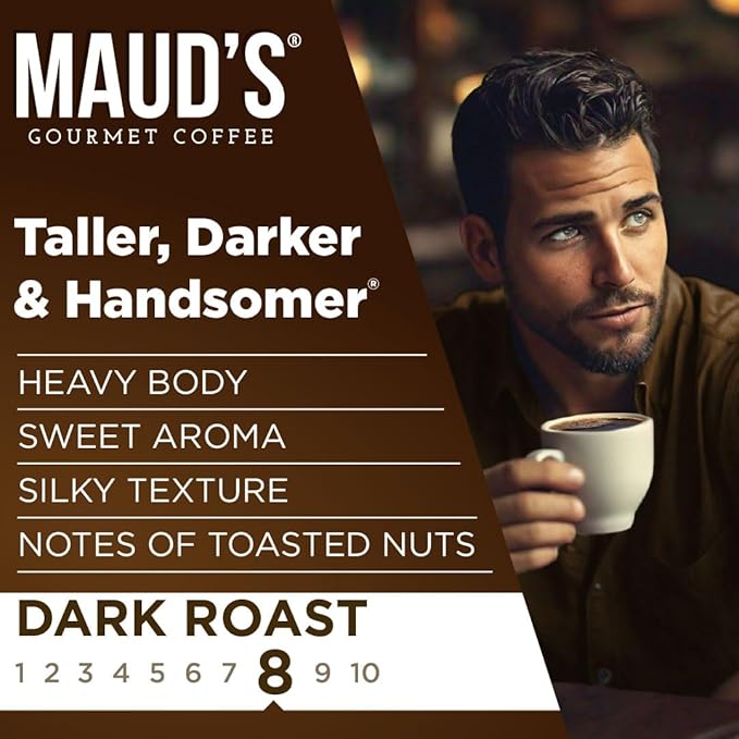Maud's Organic Dark Roast Coffee Pods, 50 ct, Fair Trade & Single Origin Recyclable Single Serve Pods – 100% Arabica Coffee, Compatible with Keurig K Cups Maker