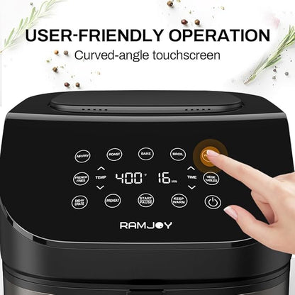 Air Fryer 6.8 Quarts, 10-in-1 Functions, Air Fry, Roast, Bake, Broil, Dehydrate, Large & Compact Air Fryers, Nonstick & Dishwasher-Safe Airfryer Basket, Stainless Steel Air Fryer, Metal Grey