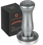 Load image into Gallery viewer, MEION Espresso Tamper 58.5mm Coffee Tamper, Calibrated Dual Spring Loaded Barista Tamper with Stainless Steel Base, Comes with aluminum storage pad (58.5MM, Silver)