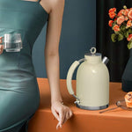 Load image into Gallery viewer, ASCOT Electric Kettle, Stainless Steel Electric Tea Kettle Gifts for Men/Women/Family 1.5L 1500W Retro Tea Heater &amp; Hot Water Boiler, Auto Shut-Off and Boil-Dry Protection (Cream)