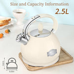 Load image into Gallery viewer, Tea Kettle for Stovetop Induction Whistling Tea Kettles 2.64 Quart Retro Food Grade Stainless Steel Teapots with Cool Touch Handle Cream