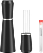 Load image into Gallery viewer, WDT Espresso Distribution Tool, 0.35mm 8 Needle Coffee Stirrer with 8 Extra Needles, 304 Stainless Steel, Aluminum Alloy Handle with Stand, Barista Espresso Whisk Tool (Metal Black)