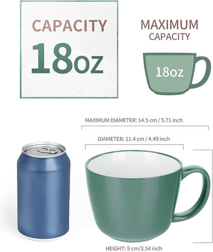 Ceramic Mugs 18oz,Large Ceramic Coffee for Men, Women, Dad, Mom, Modern Coffee Mugs With Handle For Cereal,Juice,Soup,Tea. (1Pack, blue)