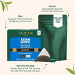 Load image into Gallery viewer, VAHDAM, Assam Exotic Black Tea Bags (100 Count) High Caffeine, Gluten Free, Full Bodied | Pyramid Tea Bags | Strong, Robust &amp; Flavoury | Direct from Source