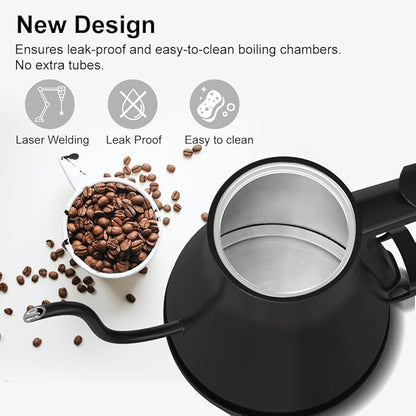 Gooseneck Electric Kettle 0.8L - Matte Black Tea Kettle with Auto Shut Off, Boil-Dry Protection & BPA-Free Design, Precision Electric Water Kettle for Pour Over Coffee, Tea Brewing