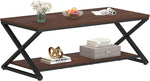 Load image into Gallery viewer, HSH Walnut 2 Tier Storage Coffee Table, Modern Rectangle Center Table for Living Room, Industrial Minimalist Wooden Metal Cocktail Tea Table, Home Office Rustic Simple Display Coffee Table, 39 Inch