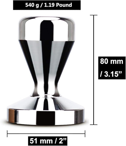 Coffee Tamper Press Stainless Steel Chromed