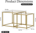 Load image into Gallery viewer, Glass Coffee Table Gold,Nesting Tables Set of 2, Minimalist Coffee Side End Tables for Small Spaces, Sofa Side Tea Coffee Table with Metal Frame for Home, Office, Space-Saving
