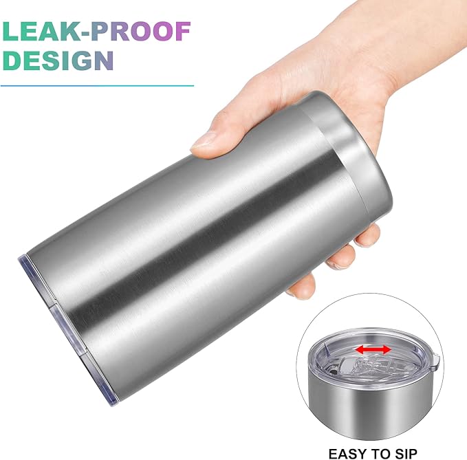 VEGOND 20oz Tumbler with Lid and Straw Stainless Steel Tumbler Cup Bulk Vacuum Insulated Double Wall Travel Coffee Mug Powder Coated Coffee Cup(Stainless 12 Pack