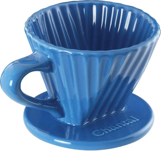 Chantal "Lotus" ceramic pour over coffee dripper, 8 Ounces, Blue Cove