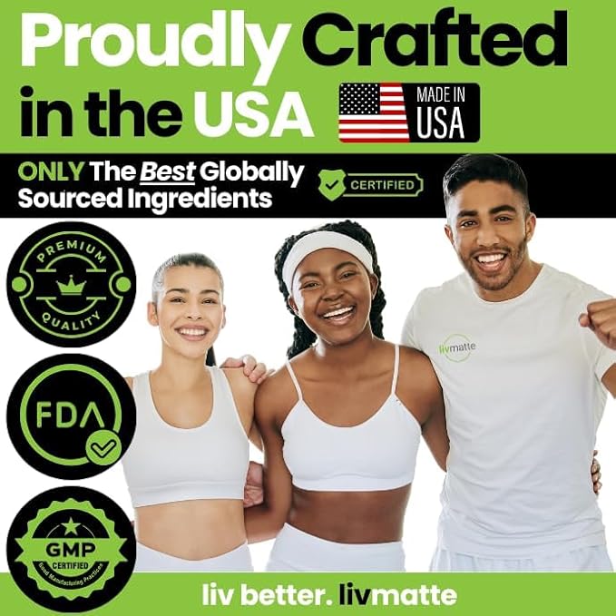 LivMatte Yerba Mate Instant Tea Powder-Natural Caffeine Flavored Drink Mix, Sugar-Free, Clean Energy, Mental Focus + Wellness Support I 30 Servings (Peach Mango)