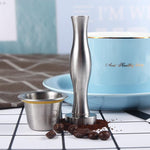 Load image into Gallery viewer, Stainless Steel Coffee Tamper Filling Tool by RECAPS Compatible with Nespresso Machine Refillable Reusable Filter Pressing Coffee Grind Diameter 24mm