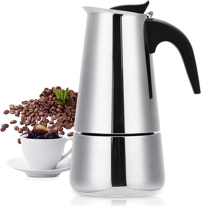Stovetop Espresso Maker, 9 cup Moka Pot, Italian Coffee Maker Percolator, Stainless Steel Espresso Pots, 450ml/15oz(Espresso Cup=50ml/1.7oz) Coffee Pot Cafe Maker for Induction Cookers, Hobs