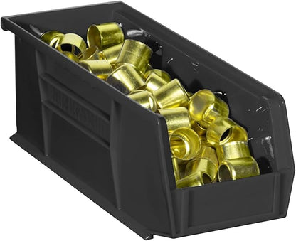 Akro-Mils 30224 AkroBins Plastic Storage Bins, Space-Saving Stackable Bins for Garage, Pantry, Craft Organization, 11" L x 4" W x 4" H, Black, 12-Pack