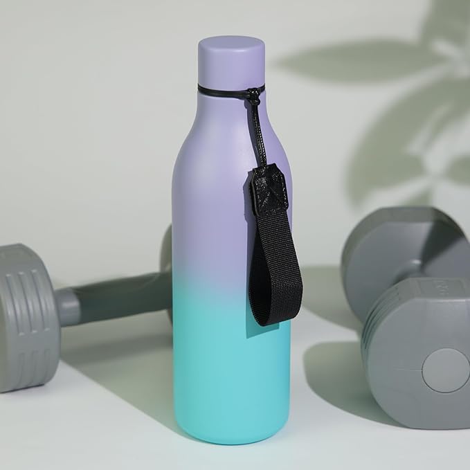 BJPKPK Insulated Water Bottles, 25 oz Stainless Steel Metal Water Bottle with Strap, BPA Free Leak Proof Jugs, Mugs, Flasks, Reusable Thermal Flasks for Sports & Travel, Lavender Mint