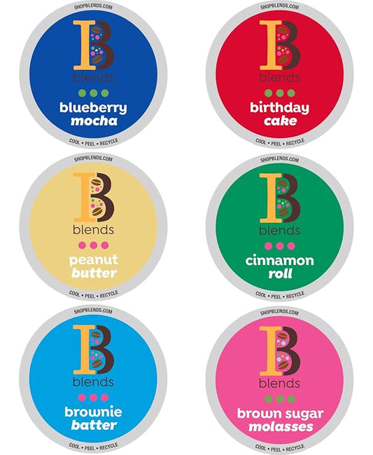 Intelligent Blends Flavored Coffee Pods Variety Pack, 80 ct, 6 Assorted Flavors, Recyclable Single Serve Pods – 100% Arabica Coffee, Compatible with Keurig K Cups Maker