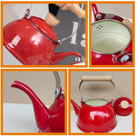 Load image into Gallery viewer, PRETYZOOM Thickened Enamel Kettle Stovetop Boiling Tea Kettle Stovetop Enamel Teakettle Teapot Whistling Coffee Pot 4L