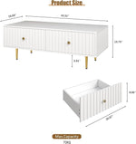 Load image into Gallery viewer, Modern Coffee Table with Storage with 2 Big Drawers, White Rectangle Coffee Table for Living Room, Wooden Fluted Table Accent Tea Table for Living Room Apartment Small Space