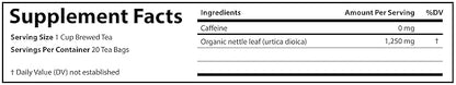 FGO Organic Nettle Leaf Herbal Tea, 20 Count, Eco-Conscious Tea Bags, Caffeine Free, Resealable Bag, Packaging May Vary (Pack of 1)