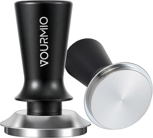 53mm Espresso Tamper - Calibrated Coffee Tamper with Spring Loaded 30lb Pressure, Tamper Tool Espresso with Flat Stainless Steel Base, Black