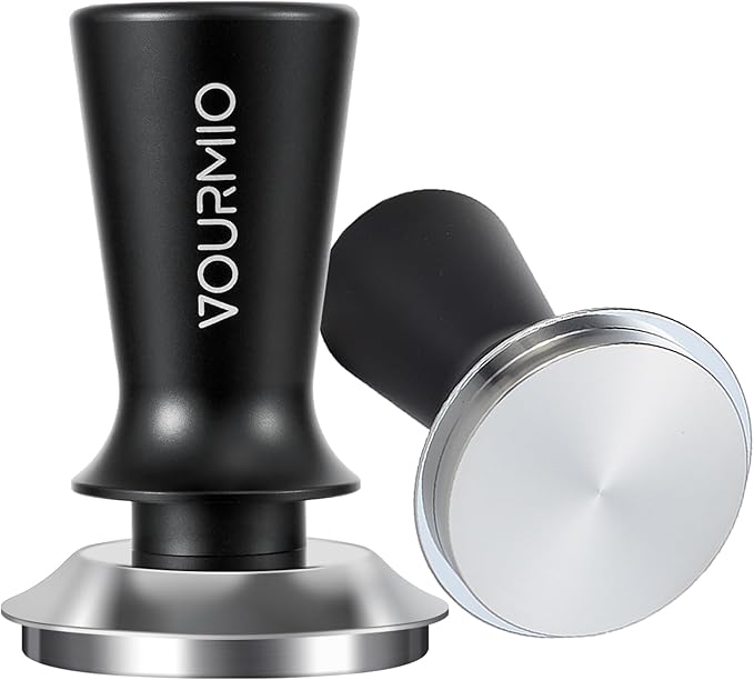 58mm Espresso Tamper - Spring-Loaded Coffee Tamper with Flat Stainless Steel Base, Compatible with Breville 58mm Portafilter Basket, Professional Barista Accessories, Black