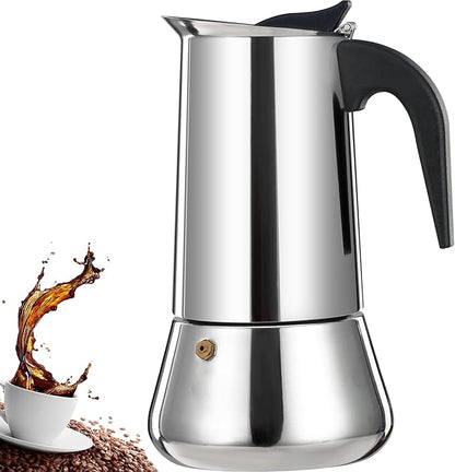12 Cup Stovetop Espresso Maker Stainless Steel Moka Pot Stove Top Percolator Italian Coffee Makers Capable Mocha Greca Machine Cafe Classic Induction Cookers for Home and Camping 600ml 20oz