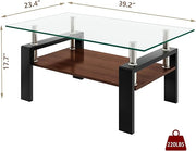 Tempered Glass Coffee Table Rectangle Living Room Center Table, with 39