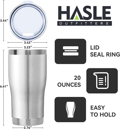 HASLE OUTFITTERS 20 oz Tumbler Bulk, Stainless Steel Tumblers with Lid, Vacuum Insulated Tumbler, Double Wall Tumbler Cup, coffee mugs, Stainless Steel, 12 Pack