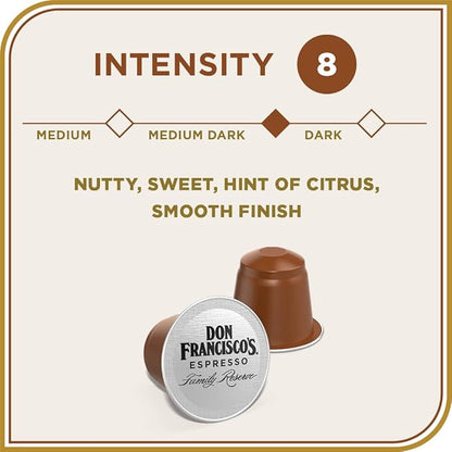 Don Francisco's Old Havana Espresso Pods: 40 Recyclable Aluminum Capsules, Intensity 8 Medium Dark Roast, Compatible with Nespresso Original Line - Bold Cuban-Style coffee with Nutty Notes