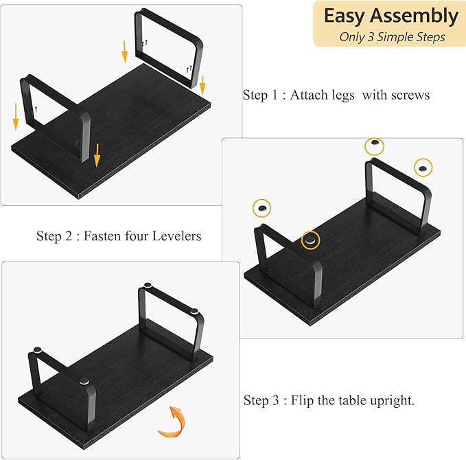HSH Black Coffee Table, Industrial Wood and Metal Legs Center Table, Modern Minimalist Rectangle Cocktail Table for Living Room, Farmhouse Wooden Tea Table for Bedroom Home Office, Black Oak, 47 Inch